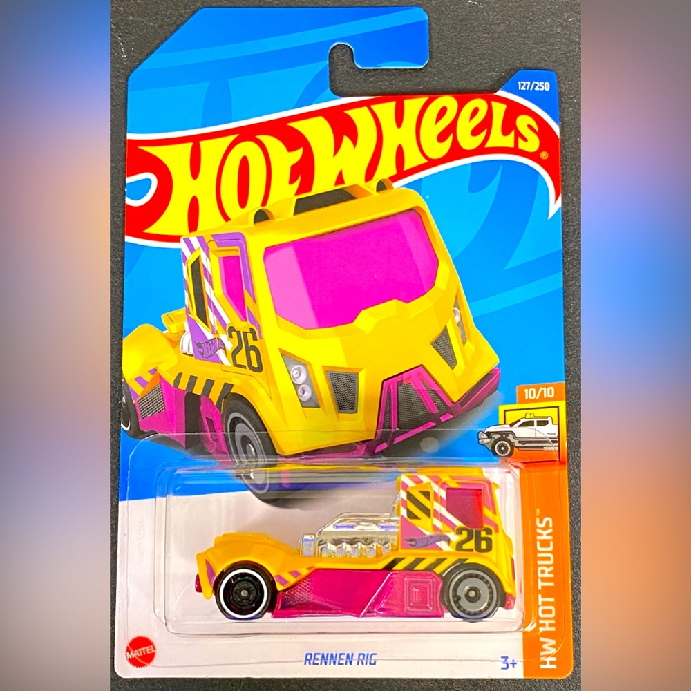 ✅ 🚗 4/20 🚗 NEW 2022 MATTEL HOT WHEELS 10/10 HW HOT TRUCKS RENNEN RIG #127/250